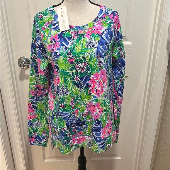 Lilly Pulitzer Disney Colorful Floral Long Sleeve Top. NWT size M - Picture 1 of 11